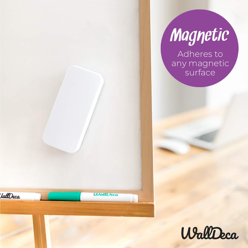WallDeca Dry Erase Eraser, Felt Bottom Surface Whiteboard Eraser, Magnetic, Works on All Dry Erase Surfaces, Glass Board and Whiteboard (White) - Image 4